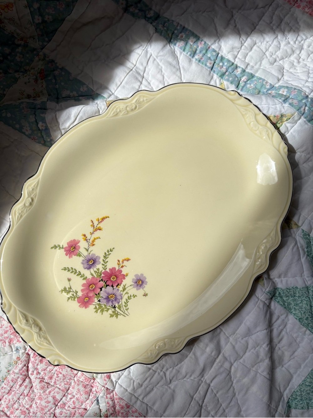 Vintage 1950s Floral Ceramic Serving Platter Homer Laughlin Virginia Rose M57N8 - Picture 16 of 16